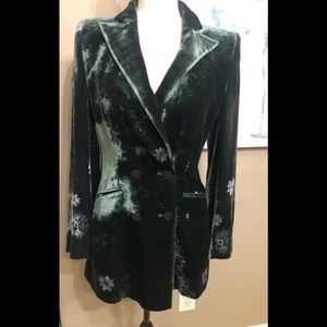 ARMANI COLLEZIONI FOREST GREEN VELOUR BLAZER SZ 4